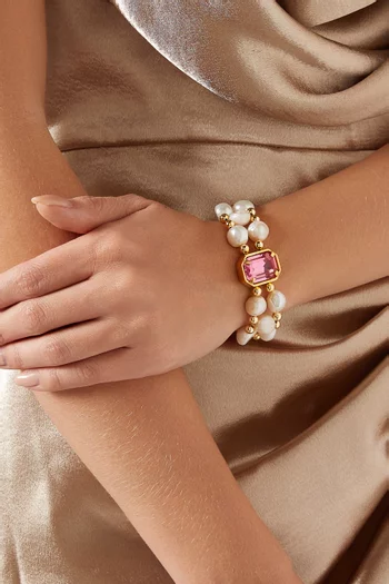 Denise Pearl Bracelet in 24kt Gold-plated Brass