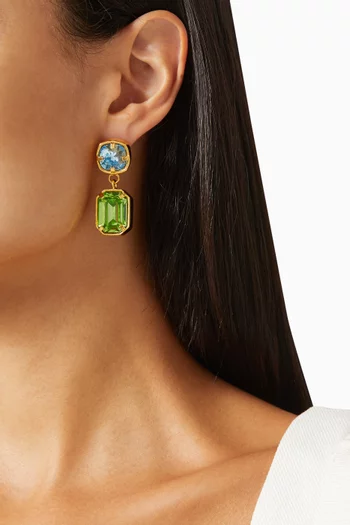 Anne Crystal Drop Earrings in 24kt Gold-plated Brass