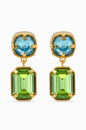 Anne Crystal Drop Earrings in 24kt Gold-plated Brass