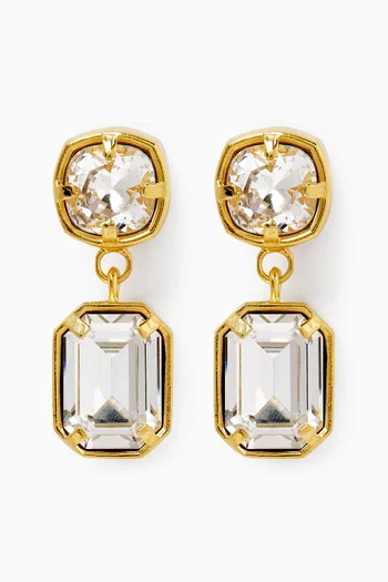 Anne Crystal Drop Earrings in 24kt Gold-plated Brass