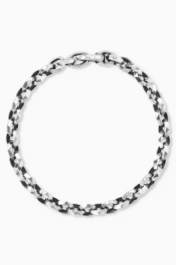 Torqued Chain Link Bracelet in Sterling Silver, 7mm
