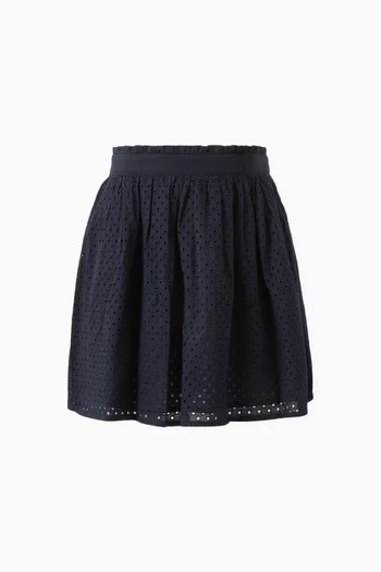 Broderie Anglaise Mini Skirt in Cotton