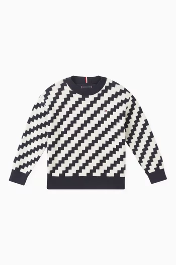 Jagged Stripe Sweater in Organic Cotton