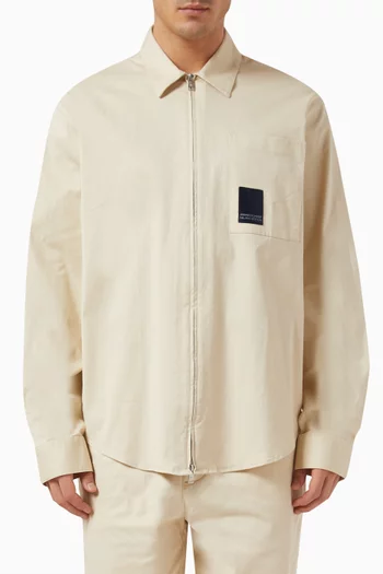 Zip-through Logo Shirt in Cotton
