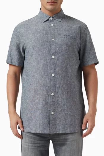 Logo Shirt in Linen-cotton