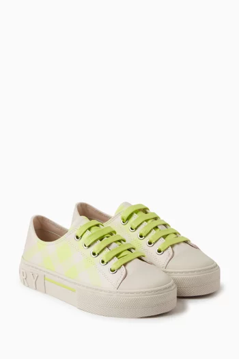 Check Sneakers in Cotton Canvas