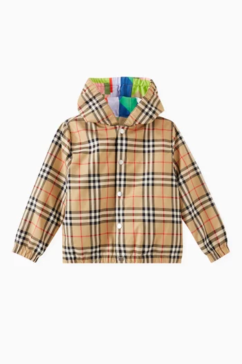Check Reversible Jacket in Cotton Stretch