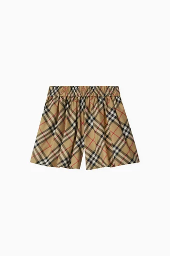 Check Shorts in Stretch Cotton
