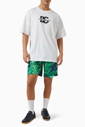 Banana Tree-print Swim Shorts in Nylon