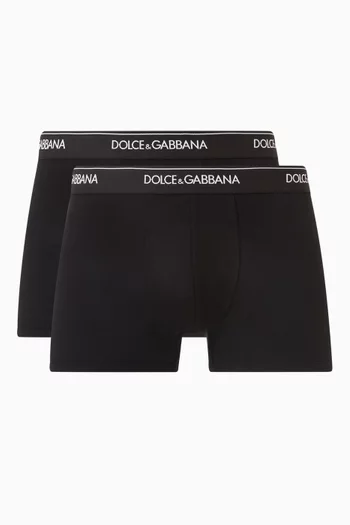 طقم بوكسر بحزام خصر بشعار الماركة جيرسيه مطاطي، قطعتان