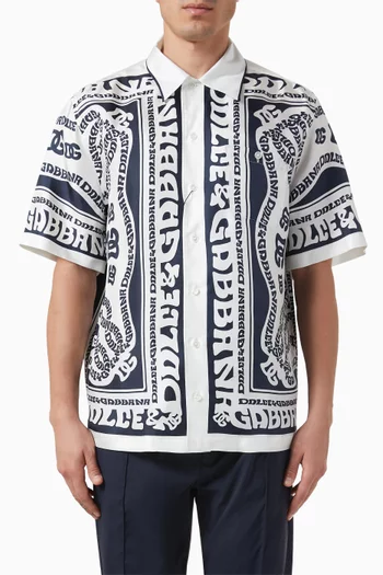 Marina Print Hawaii Shirt in Silk Twill