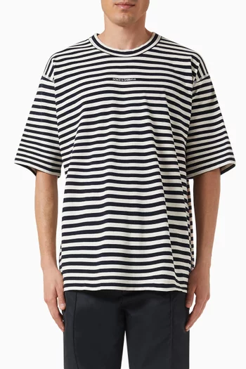 Striped Logo T-shirt in Cotton