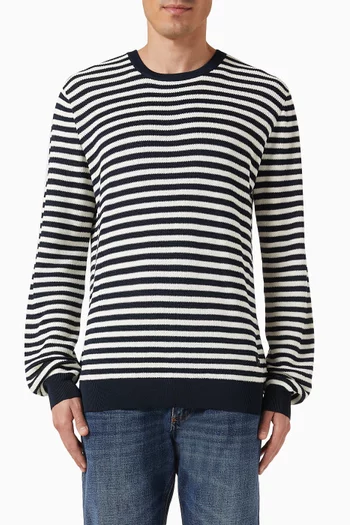 Striped Logo-embroidered Sweater in Viscose Knit