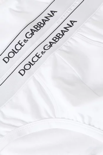 Logo Band Briefs in Stretch Jersey, Set of 2