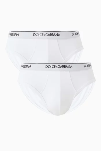 Logo Band Briefs in Stretch Jersey, Set of 2
