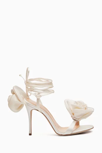 Flower 105 Lace-up Sandals in Satin