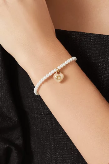 Signature Heart Charm Pearl Bracelet
