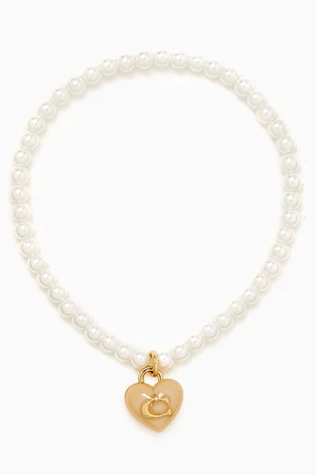 Signature Heart Charm Pearl Bracelet