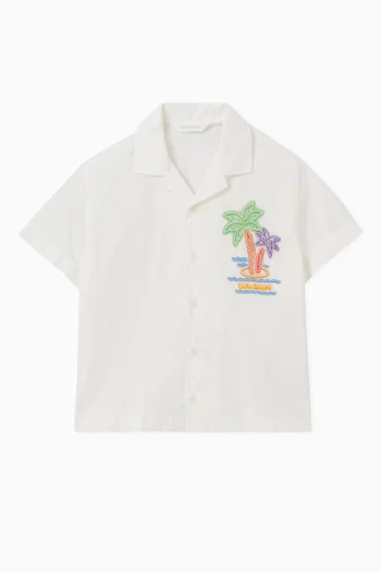 Neon Palms Print Shirt in Rayon