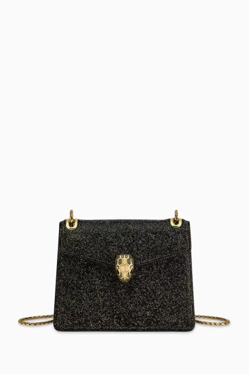 Serpenti Forever Day-to-Night Small Shoulder Bag in Crystal Suede