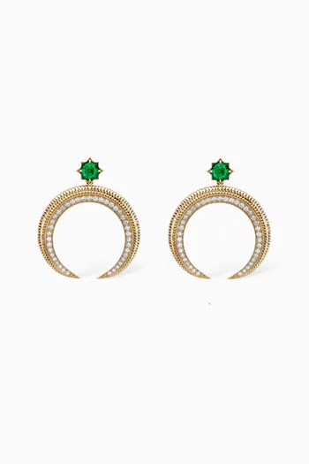 Colours Of Love Hilal Emerald & Diamond Earrings in 18kt Yellow Gold