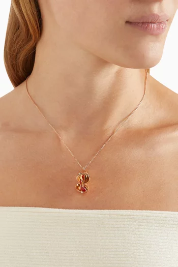 قلادة اسينس بدلاية قابلة للفتح مزينة بالماس وحلية حذاء ذهب وردي عيار 18