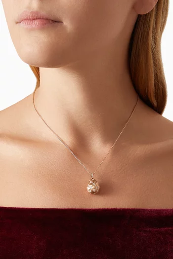 Treillage Brushed Diamond Egg Necklace in 18kt Rose Gold