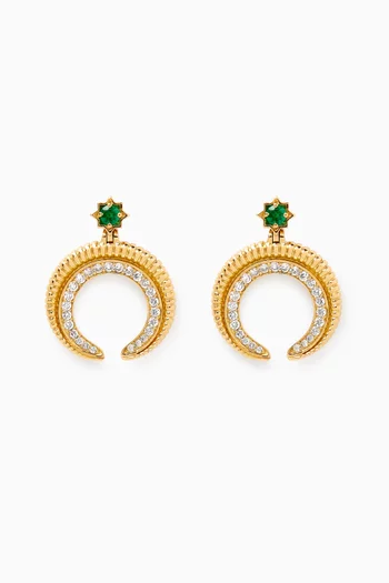 Colours of Love Baby Hilal Diamond & Emerald Earrings in 18kt Gold