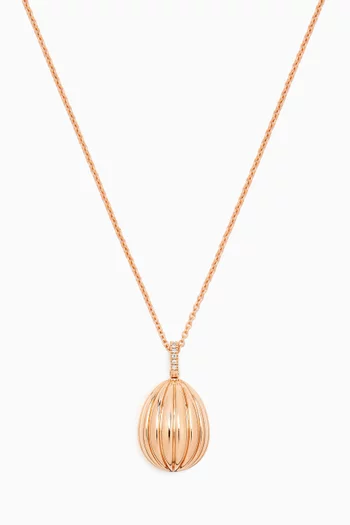 Colours of Love 180 Fluted Egg Diamond & Ruby Necklace in 18kt Rose Gold