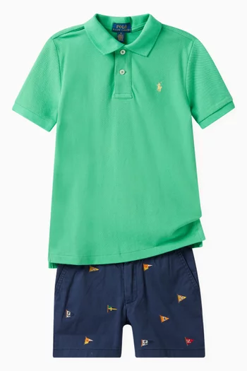 Embroidered Logo Elasticated Shorts in Cotton