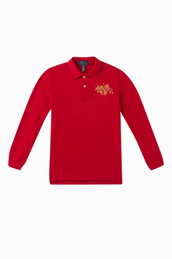 Long-sleeve Polo Shirt in Cotton Knit