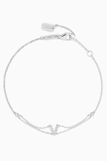Letter "V" Diamond Bracelet in 18kt White Gold
