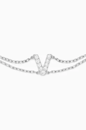 Letter "V" Diamond Bracelet in 18kt White Gold