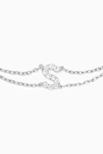 Letter "S" Diamond Bracelet in 18kt White Gold