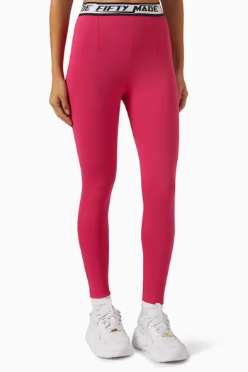 high waisted compression capri leggings, pink, - Depop