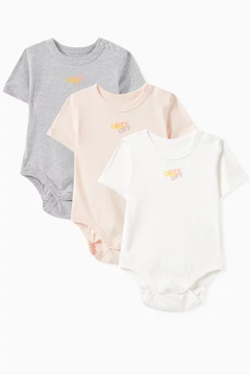 OFF Stamp Rompers in Cotton, Set of 3