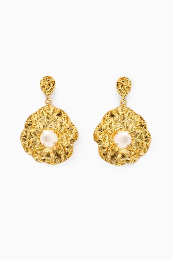 Pearl Drop Earrings in 18kt Gold-plated Bronze