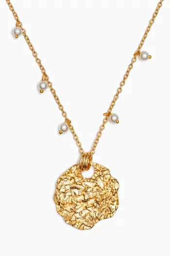 Pearl Detail Necklace in 18kt Gold-plated Bronze