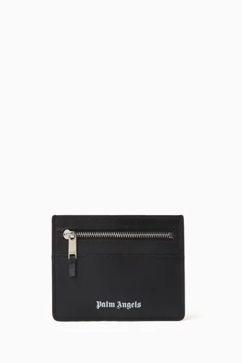 Logo Zip Card Holder in Leather
