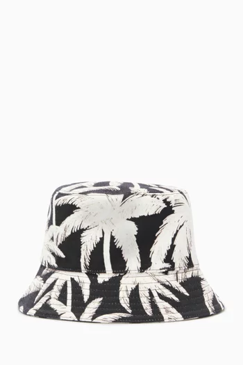 Allover Palms Bucket Hat in Cotton