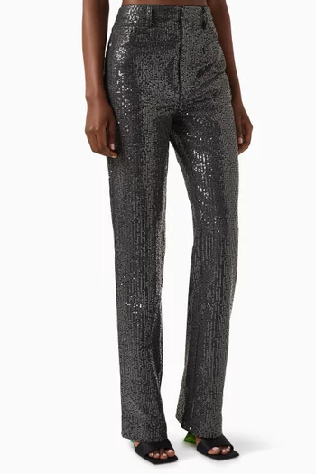 Sequinned Straight-fit Jeans in Twill