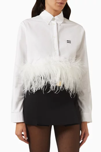 Feather-trimmed Shirt in Cotton