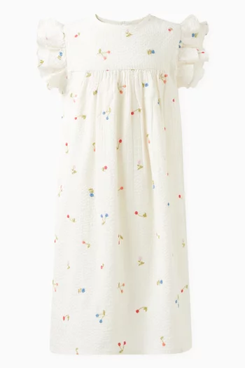 Florentine Cherry Print Dress in Organic Cotton