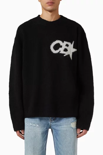 سترة منسوجة بشعار الماركة صوف مارينو