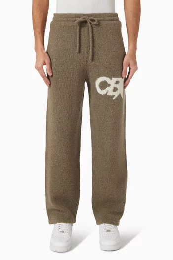 بنطال منسوج بشعار الماركة صوف مارينو