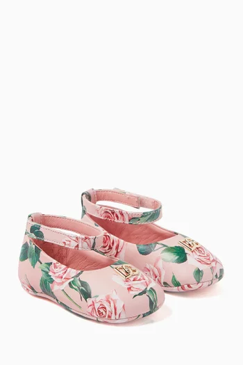 Floral-print Ballet Flats in Nappa