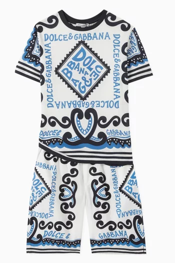 Marina-print Bermuda Shorts in Cotton-poplin