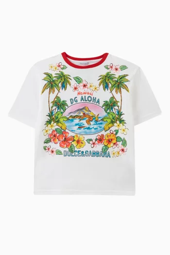 Hawaii-print T-shirt in Cotton Jersey