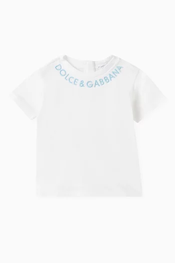 DG Logo-embroidered T-shirt in Cotton