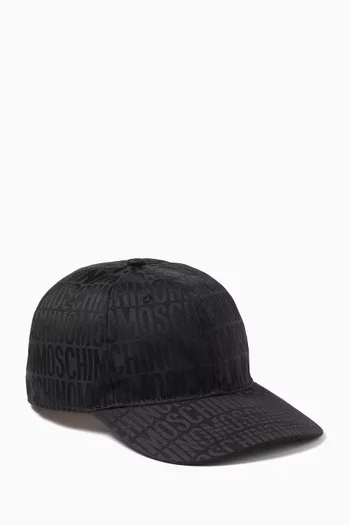 Logo Print Baseball Cap in Nylon Jacquard